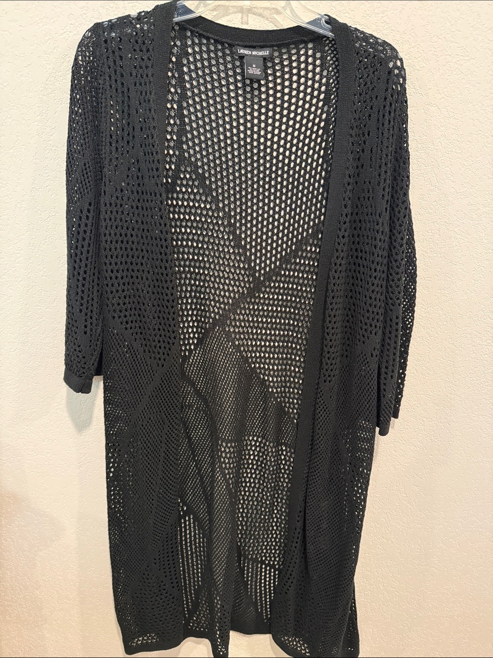 Lauren Michelle Black Open-Knit Sweater